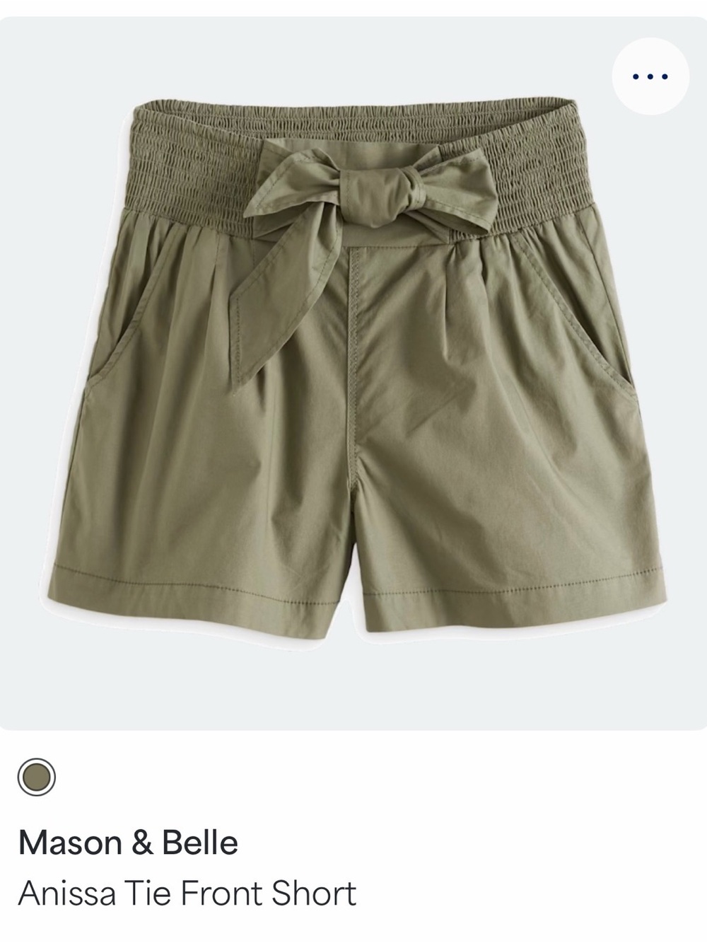 Anissa Tie Front Women's Shorts — Olive